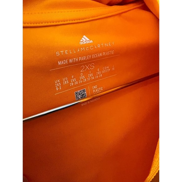 Adidas Sweater Womens XXS Orange White Pullover 1/4 Zip Active Truepace Hoodie - Picture 5 of 5